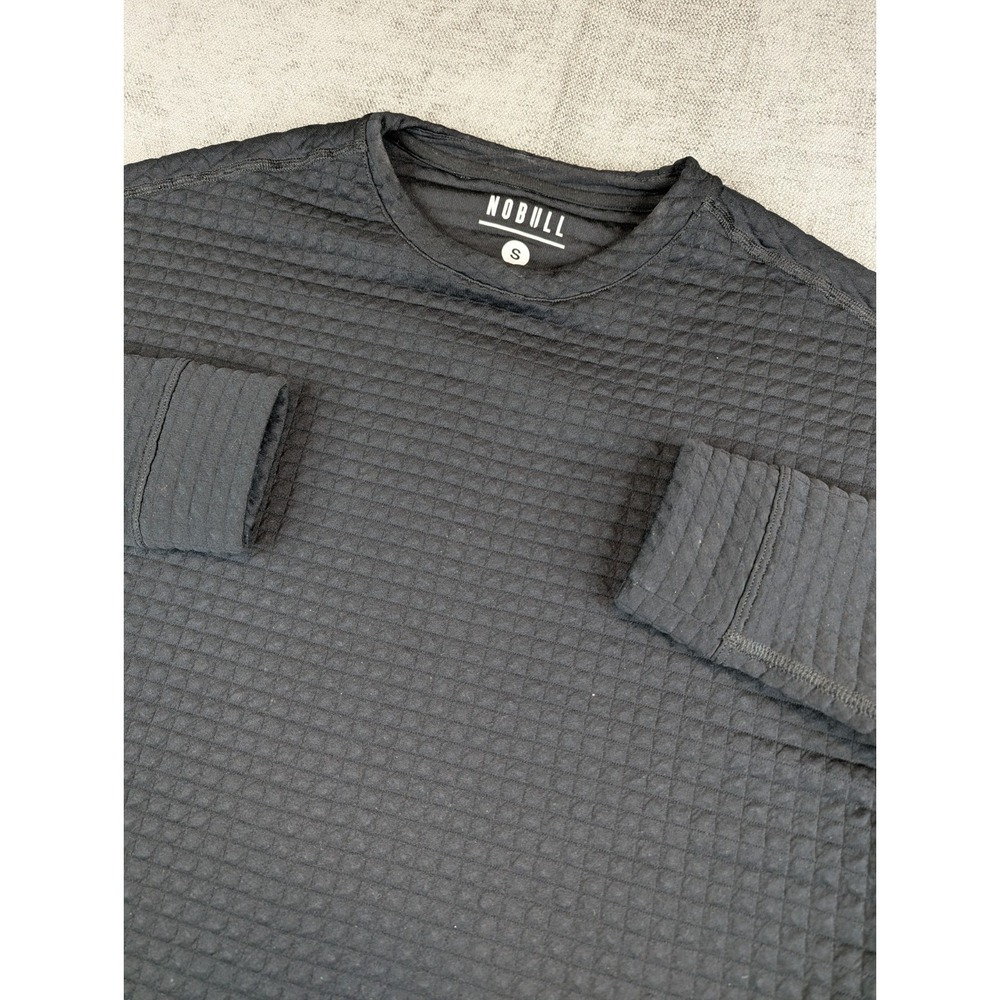 Nobull Sweater Womens S Black Diamond Quilted Waffle Crew Neck Sweatshirt Gym